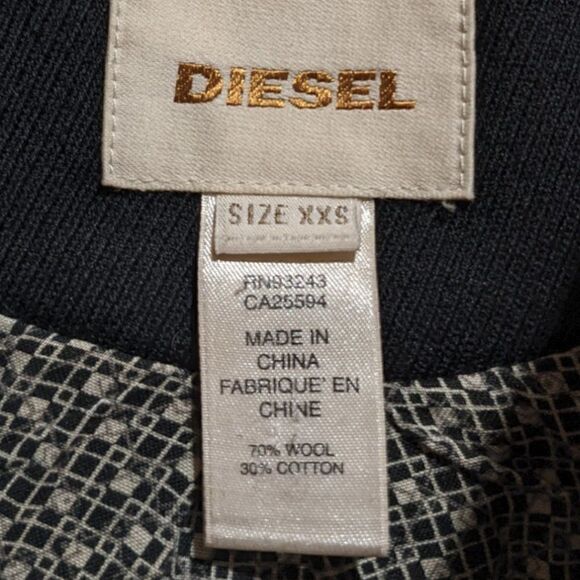 DIESEL Women's Black Front Buttoned Hooded WOOL Jacket with pockets Size XXS - Picture 8 of 8